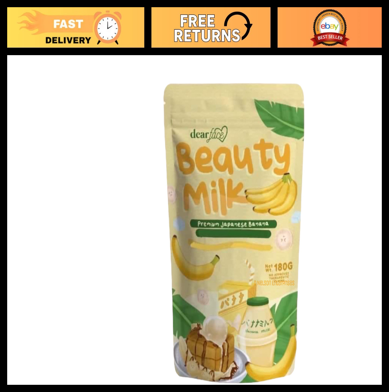 Premium Japanese Banana Beauty Milk – 10 Sachets x 18g, Skin Hydration & Glow
