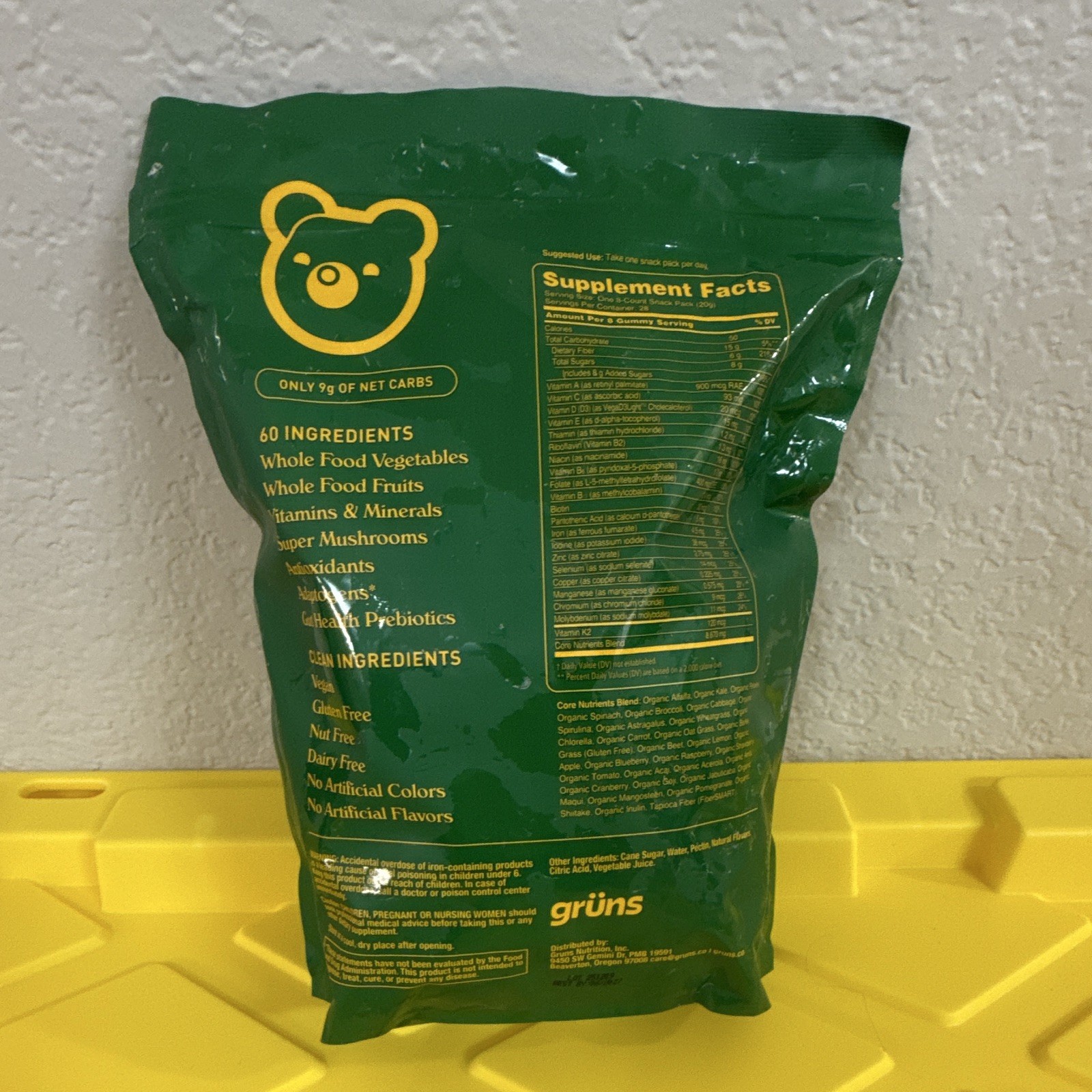 grüns Greens Gummies 224 Count Gut Health & Energy Support Gluten-Free