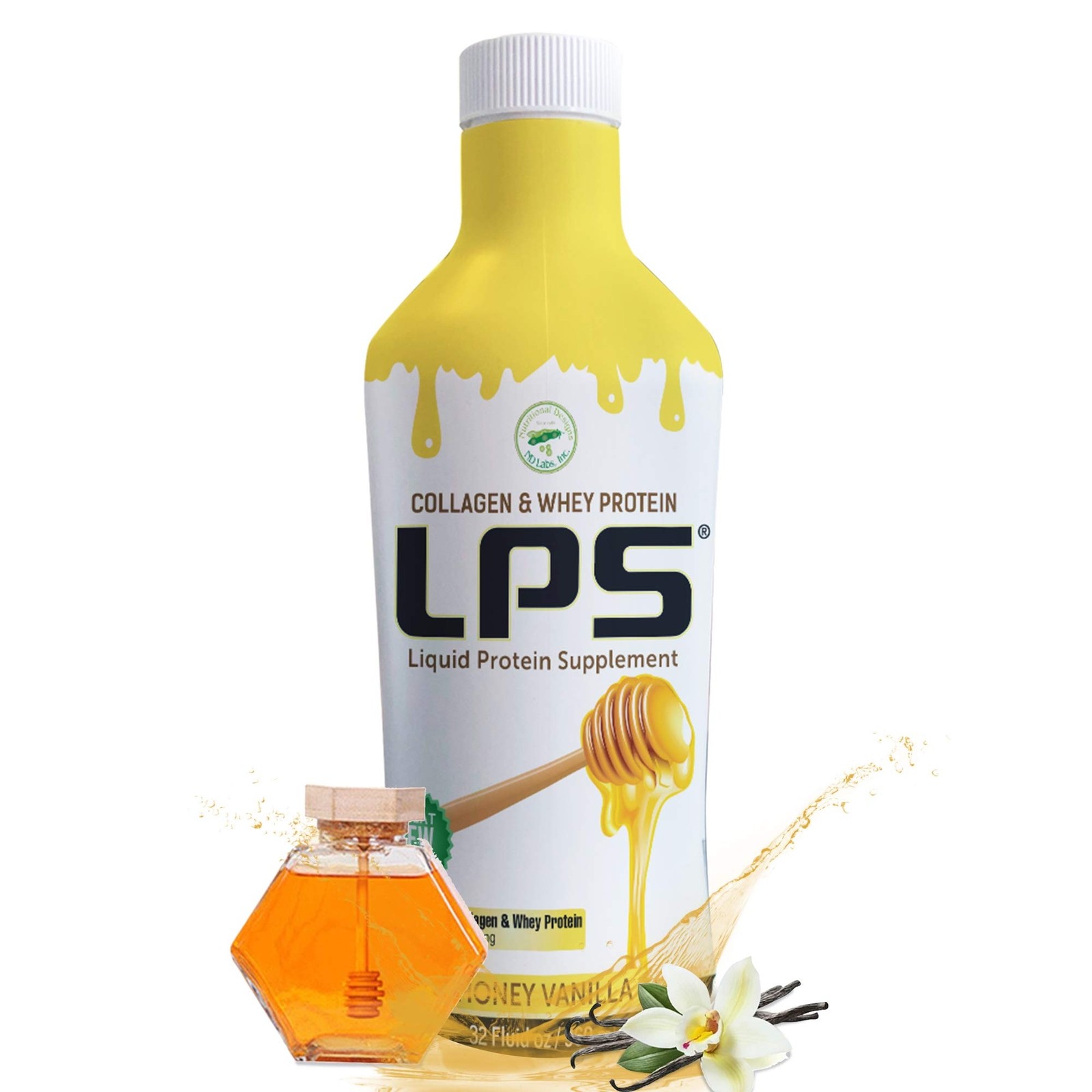 LPS Liquid Protein Supplement Collagen & Whey Honey Vanilla 15 Grams 32 Fl Oz.