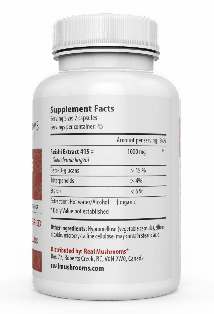 Real Mushrooms Organic Reishi Mushroom Longevity Supplement Vegan 90 caps NEW