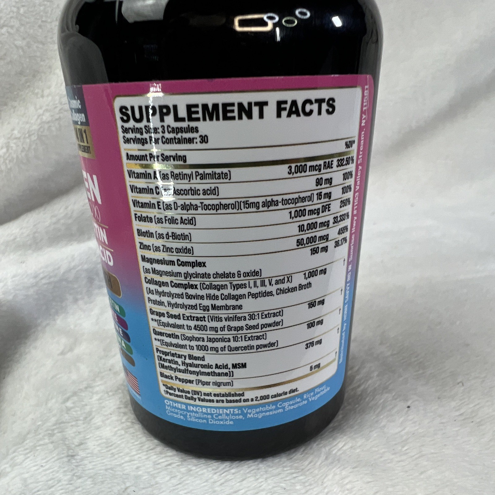 Zoyava Collagen Types I II III V & X + Biotin Keratin HA Vit C 90 Capsules USA