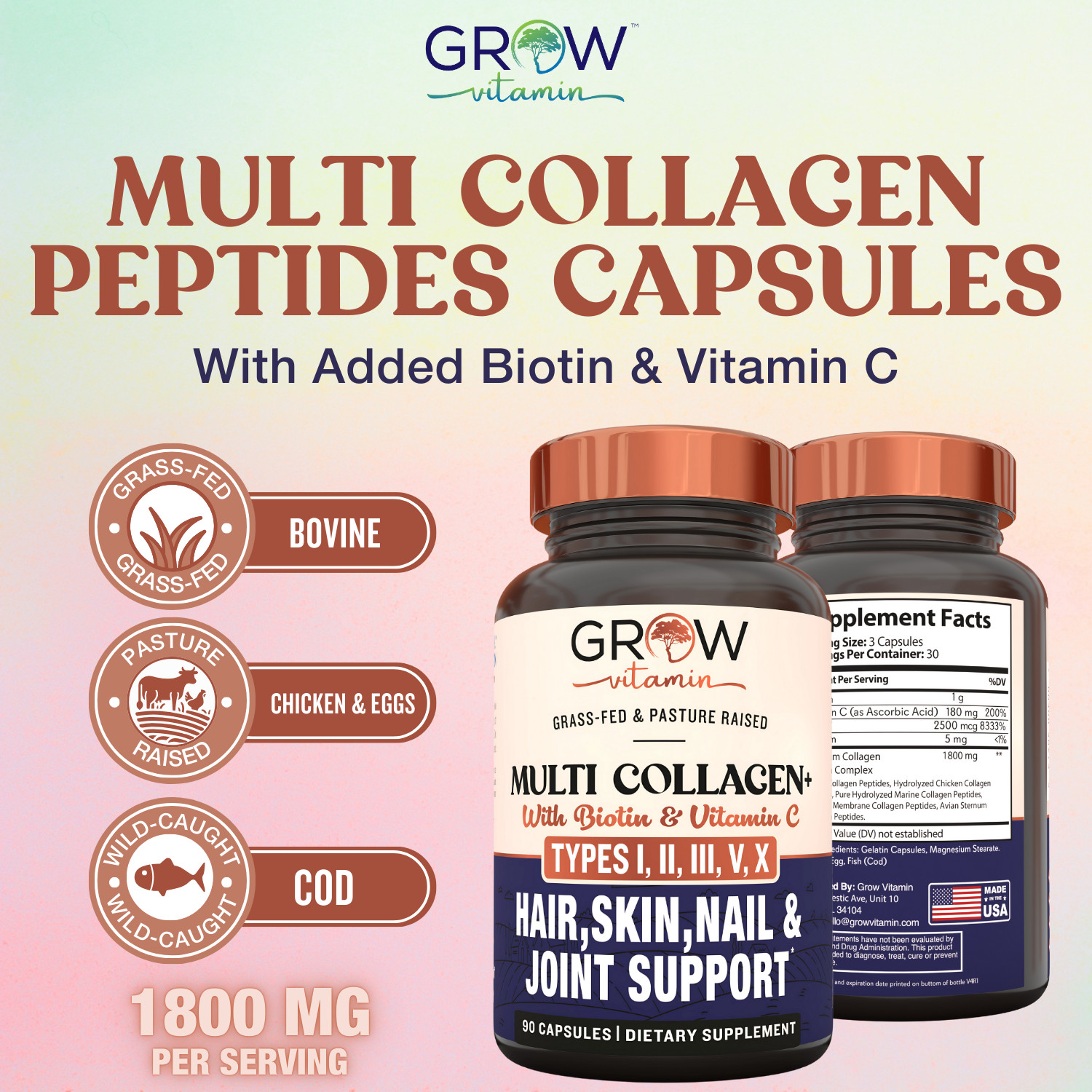 Beyond Collagen Multi Collagen Capsules Types I, II, III, V & X Expiration 11/26