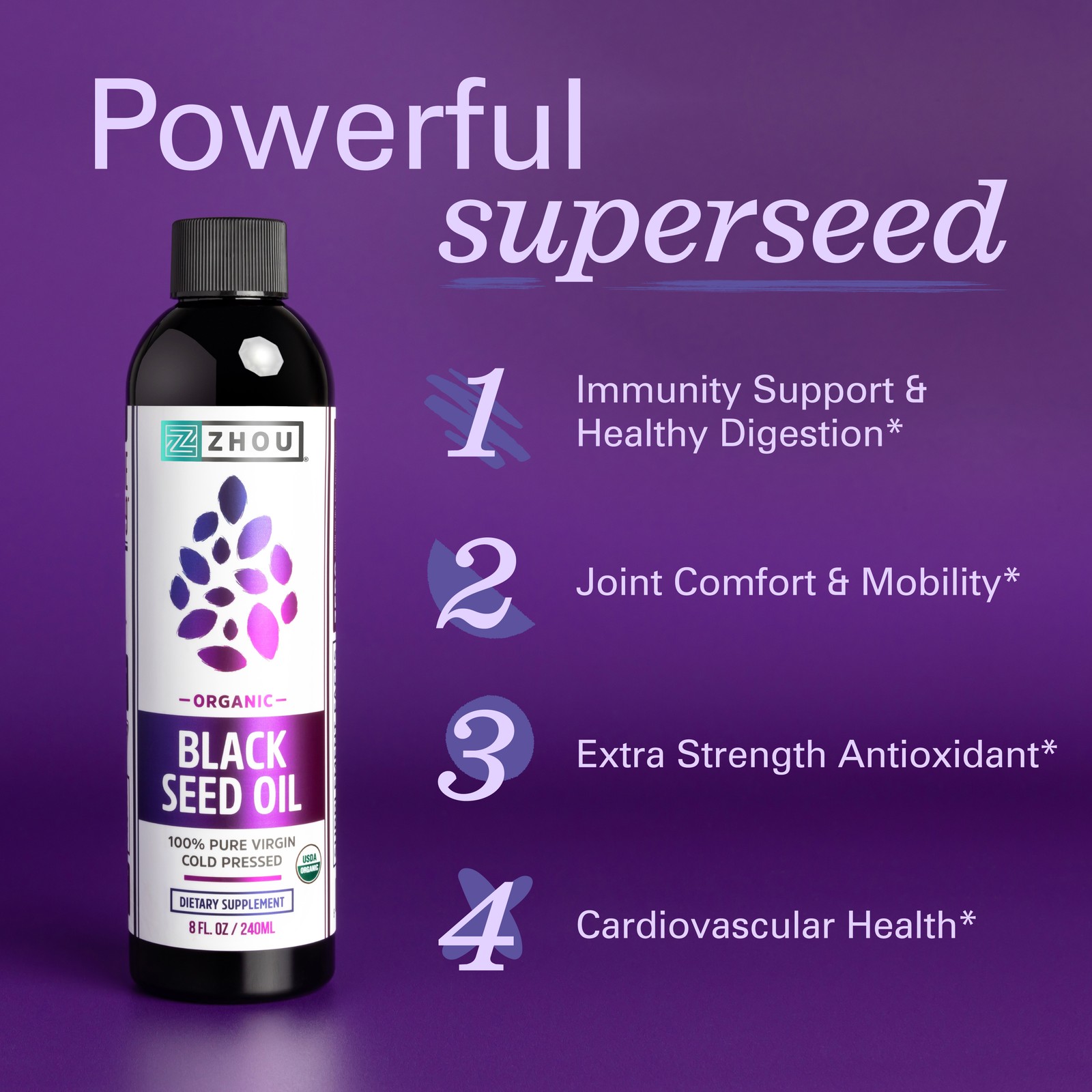 Zhou Usda Certified Organic Black Seed Oil | 8oz