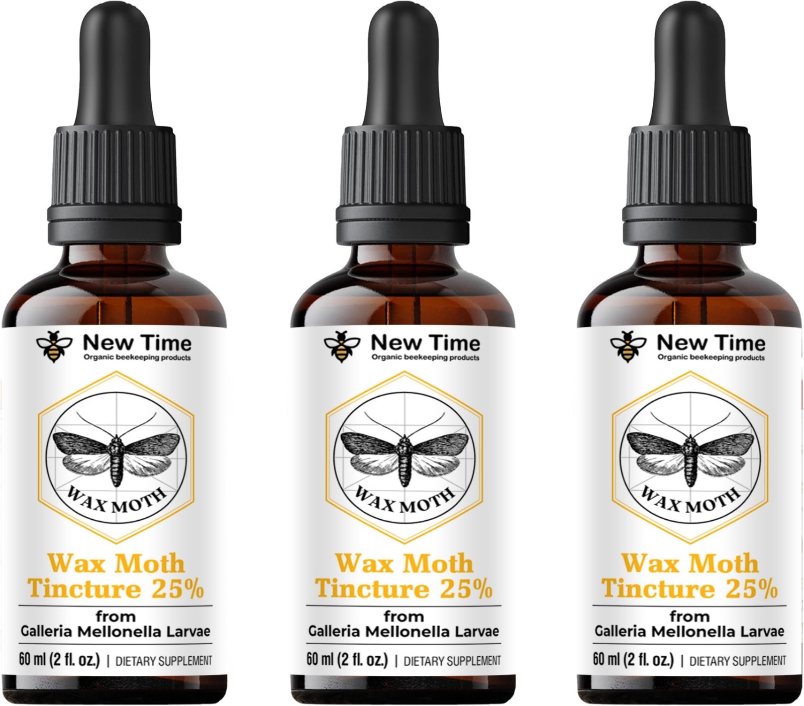 3-Pack Wax Moth Tincture 3 x 60 ml Galleria Mellonella Extract – Liquid Drops
