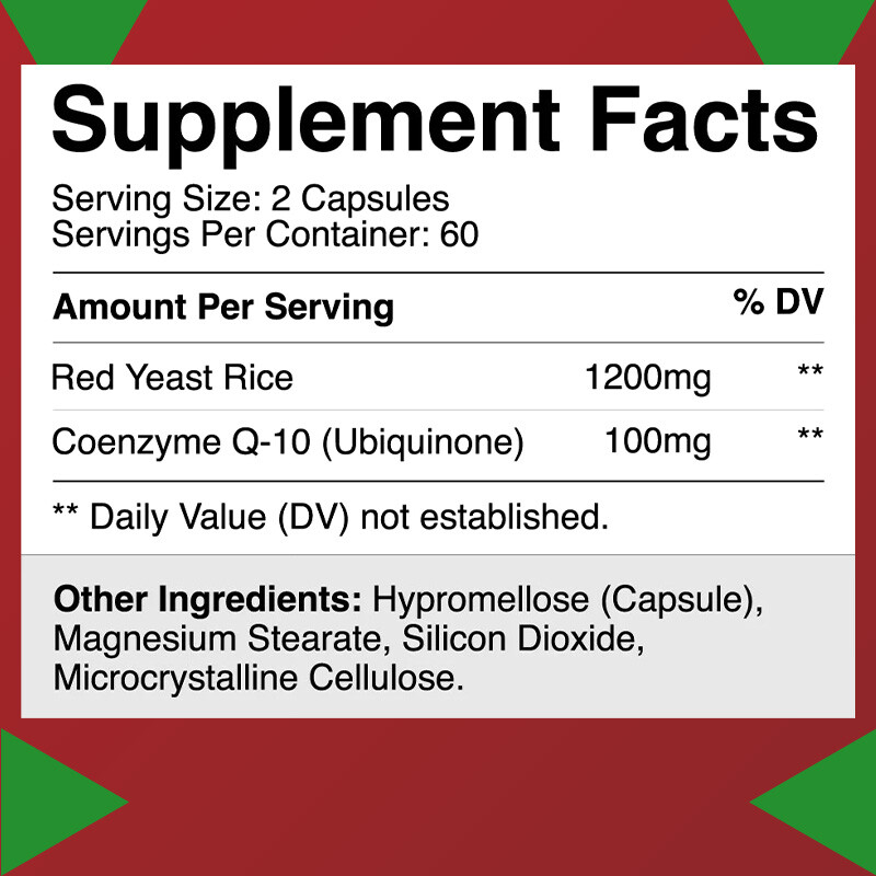 Red Yeast Rice+CoQ10 Capsules Promotes Heart,cardiovascular & Cholesterol Health