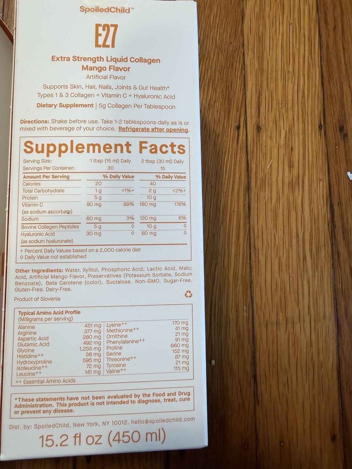SpoiledChild E27 Extra Strength Liquid Collagen Non-GMO Mango 15.2 fl oz 2PK