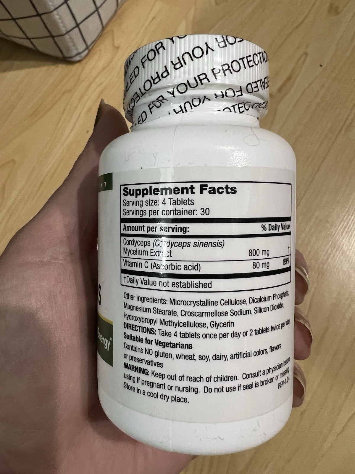Mushroom Wisdom Cordyceps Vitamin C 120 Tablets Cardiac Energy Vegan Exp 12/2027