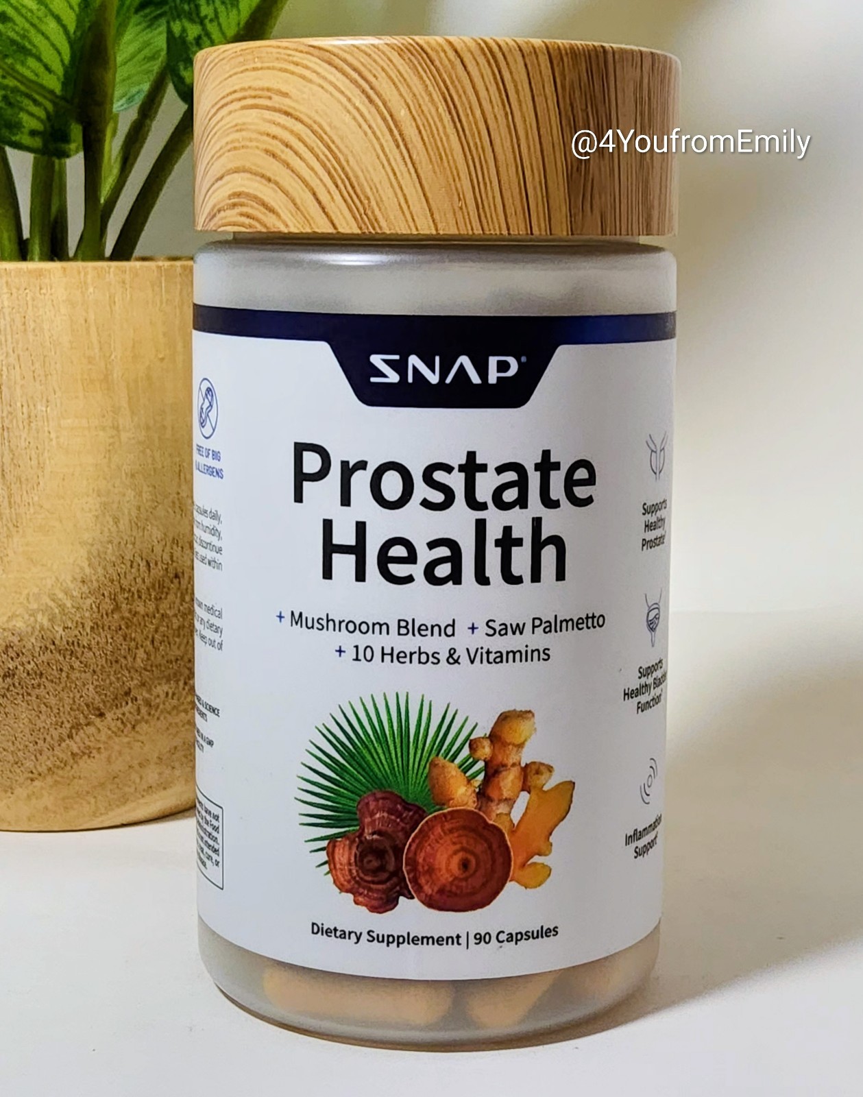 SNAP Prostate Health Mushroom Blend Saw Palmetto – 90 Capsules – Exp 08/28 NEW