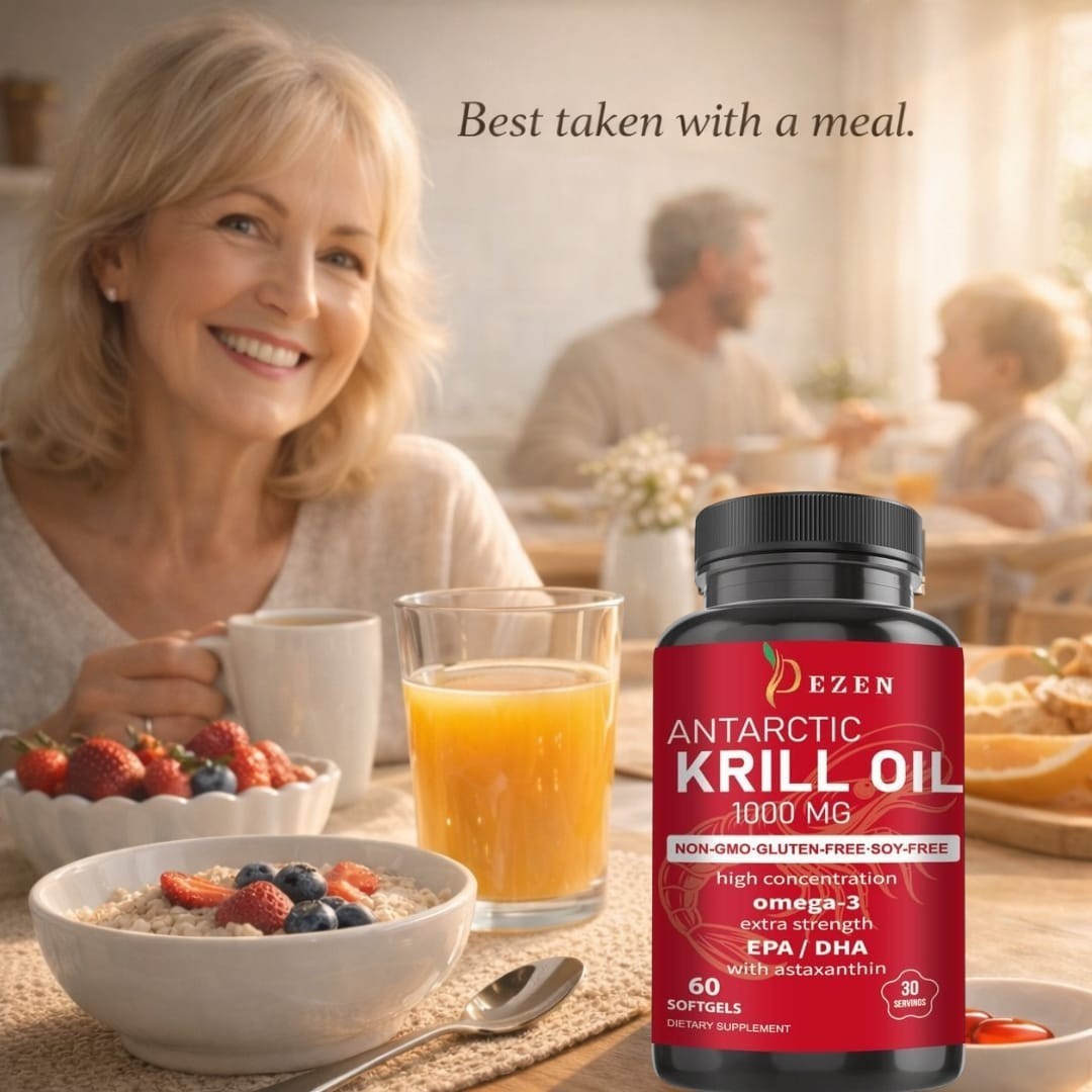 DEZEN Krill Oil Softgels with Omega-3 60 Count – Heart & Brain Support