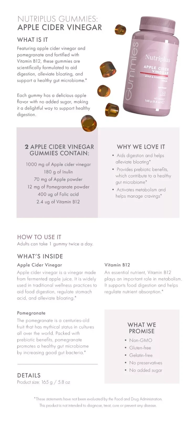 FARMASI Nutriplus Gummies – Apple Cider Vinegar 60 Gummies
