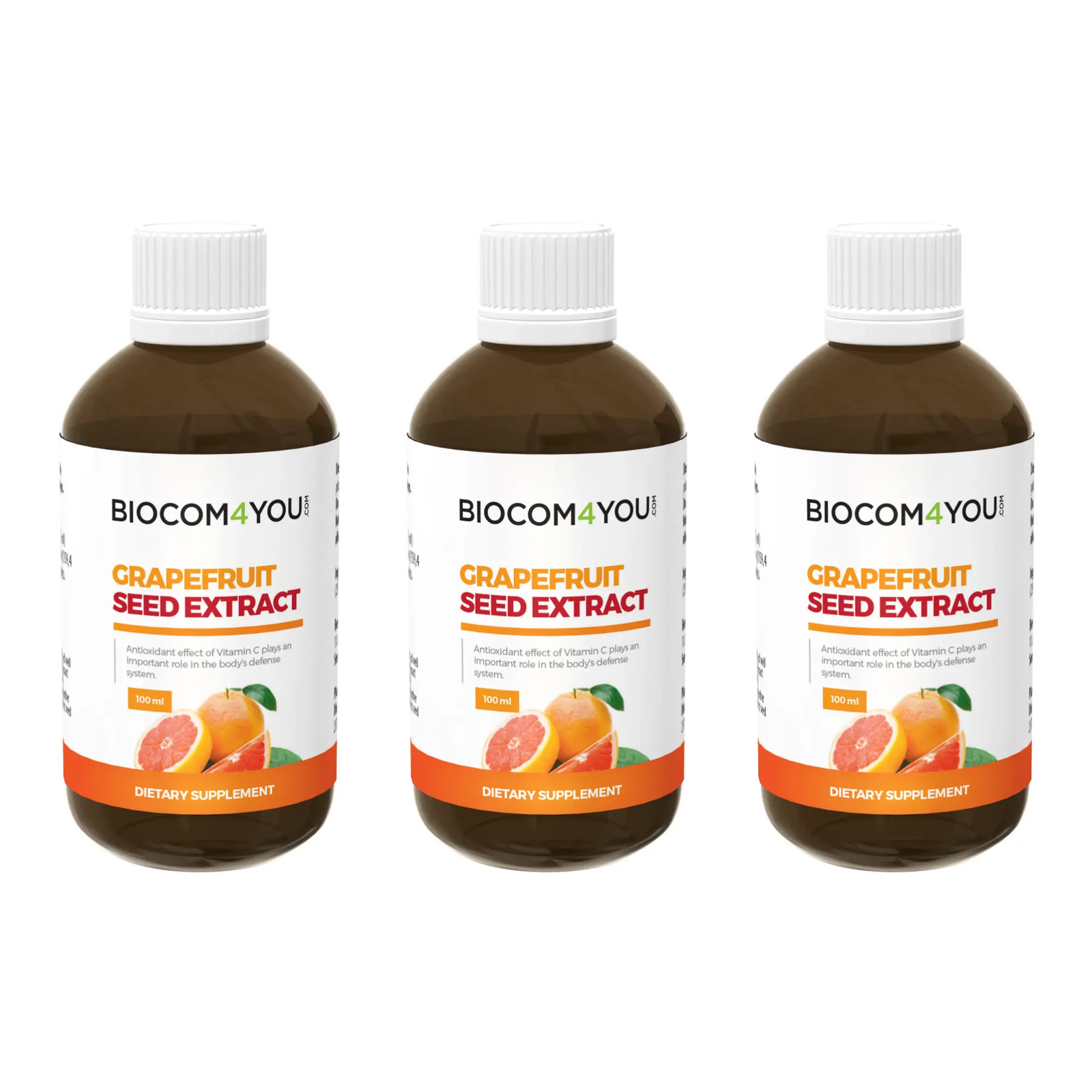 3x Biocom Grapefruit Seed Extract 100ml / 3.4 fl oz