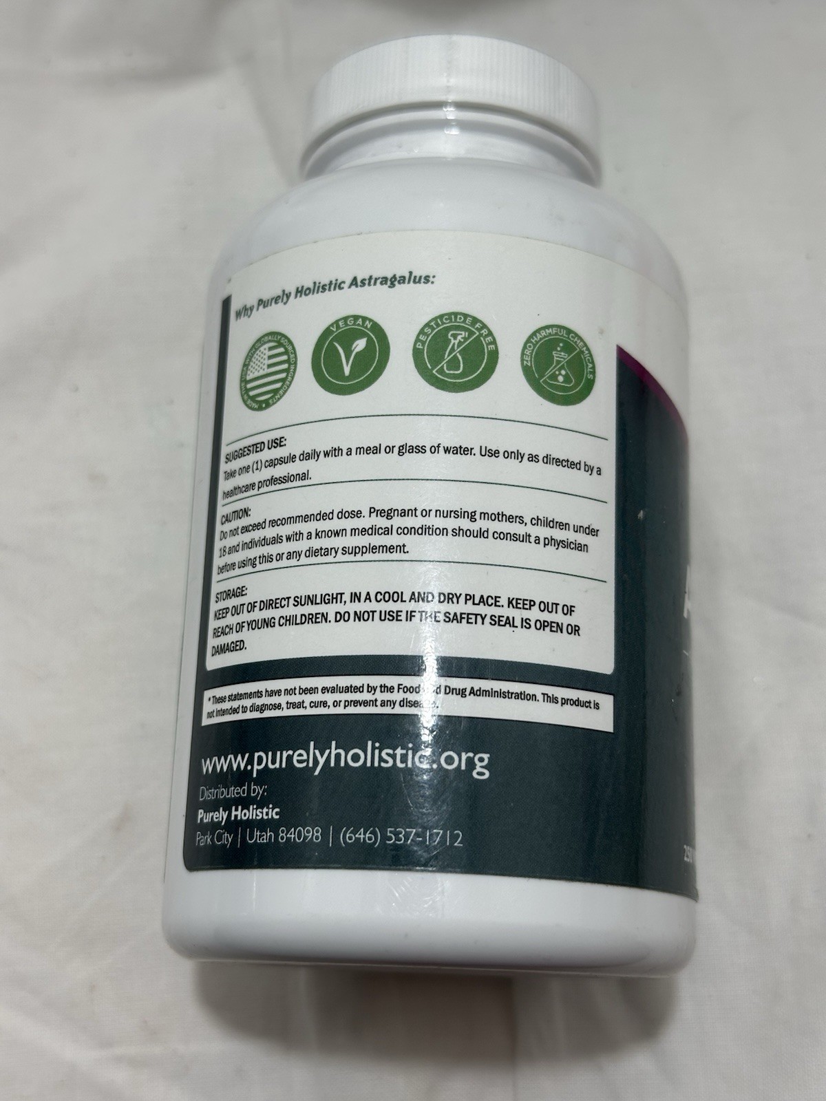 Purely Holistic Astragalus – Extra Strength – 5000 mg – 250 capsules – Exp 12/26