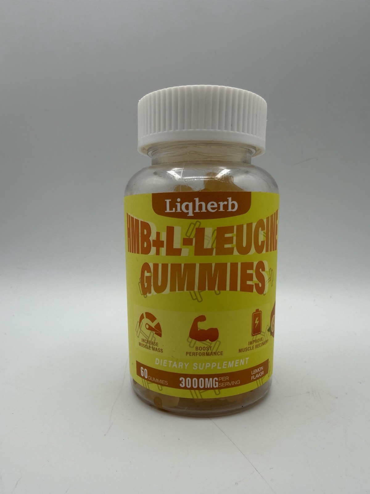 Liqherb HMB + L-Leucine Gummies 3000mg 60 Count Lemon Exp 01/2027