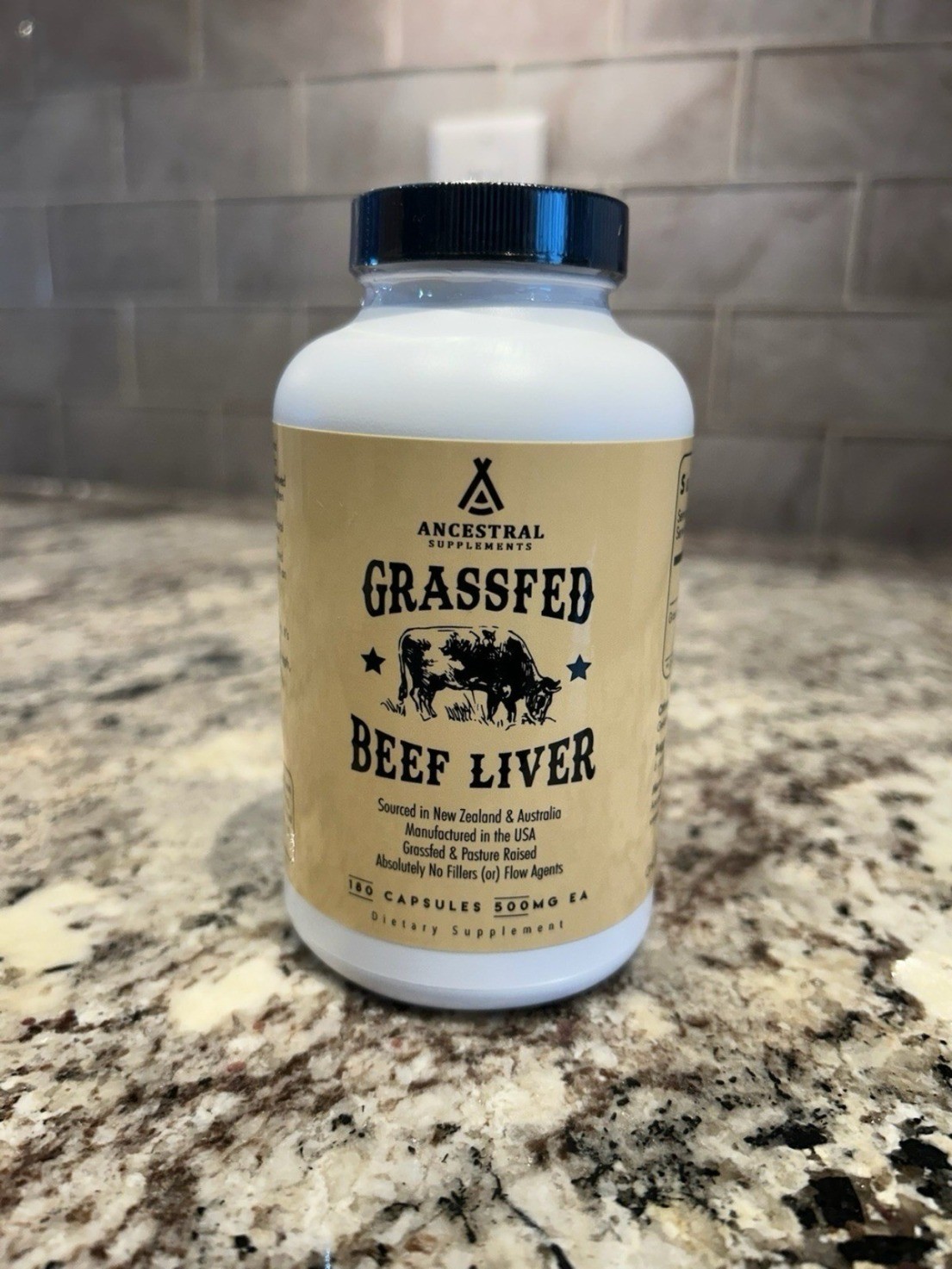 Ancestral Supplements Grassfed Beef Liver Capsule Pasture Raised 180ct Nutrition