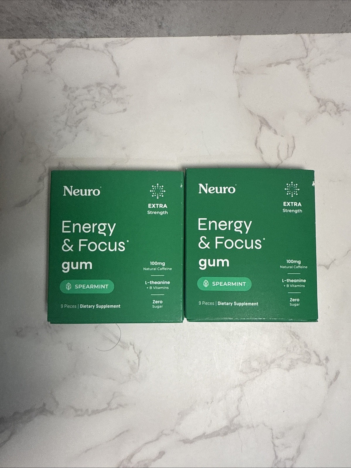 Neuro Gum EXTRA STRENGTH 100MG B-12 Nootropics Caffeine 2pk 18 pcs Boost Energy
