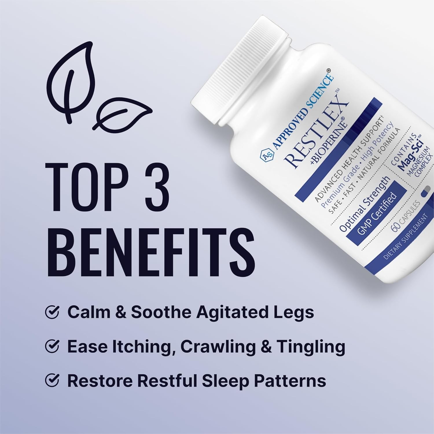 Approved Science Restlex – 420 mg Magnesium Glycinate Blend, L-theanine 200 mg –
