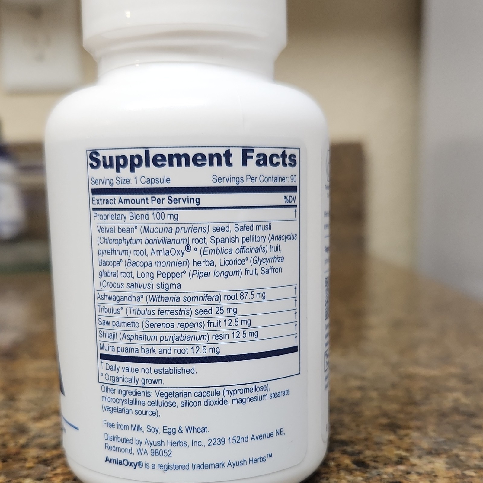 Ayush Herbs AyuTest Men’s Hormone Health Vegetarian Capsules 90 Ct Exp 06/2027