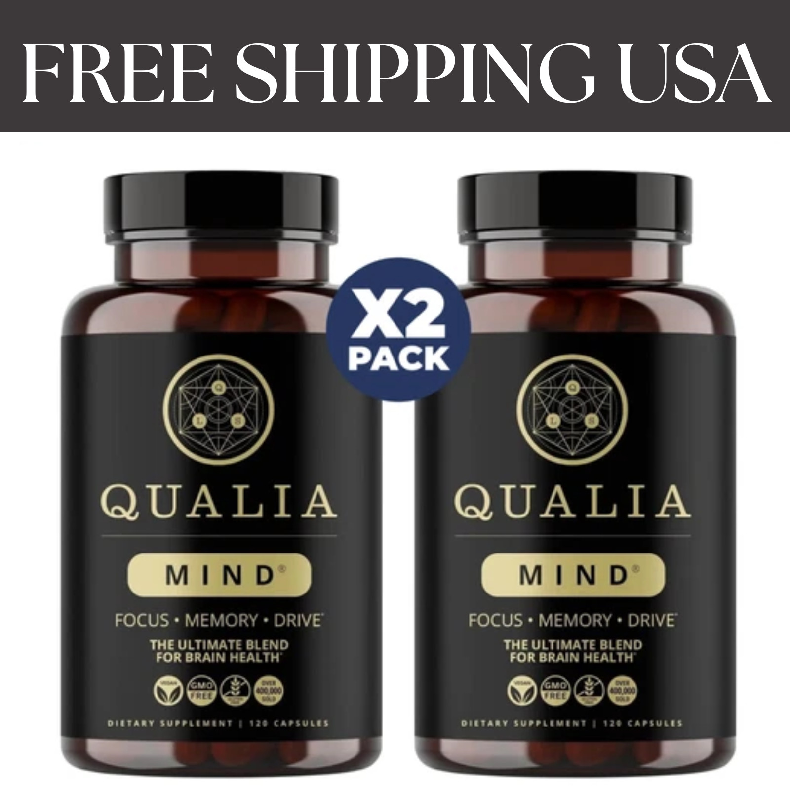 (2 Pack) Qualia Mind Brain 2.0 Supplement Nootropics – 240 Capsules – latest