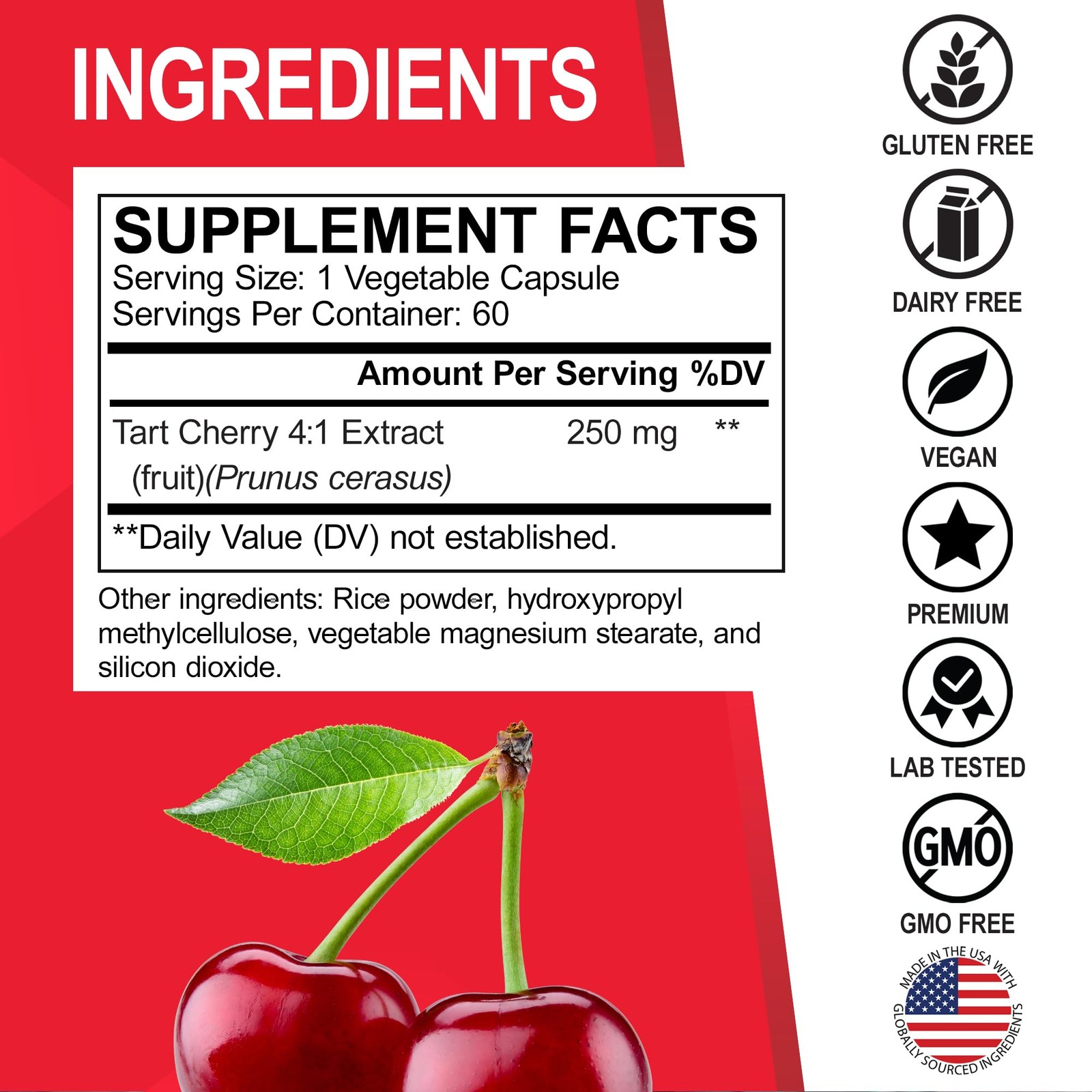 Tart Cherry Extract Capsules Supplement – Purge Uric 60 Count (Pack of 1)