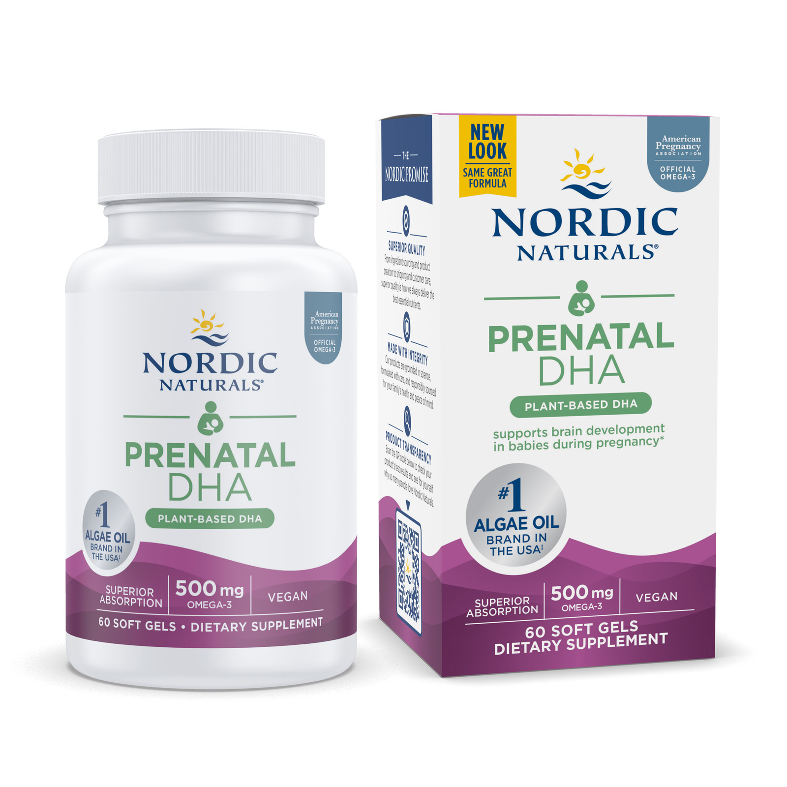 Nordic Naturals Vegan Prenatal DHA – Supports Babies’ Brain Development*, 60 Ct.