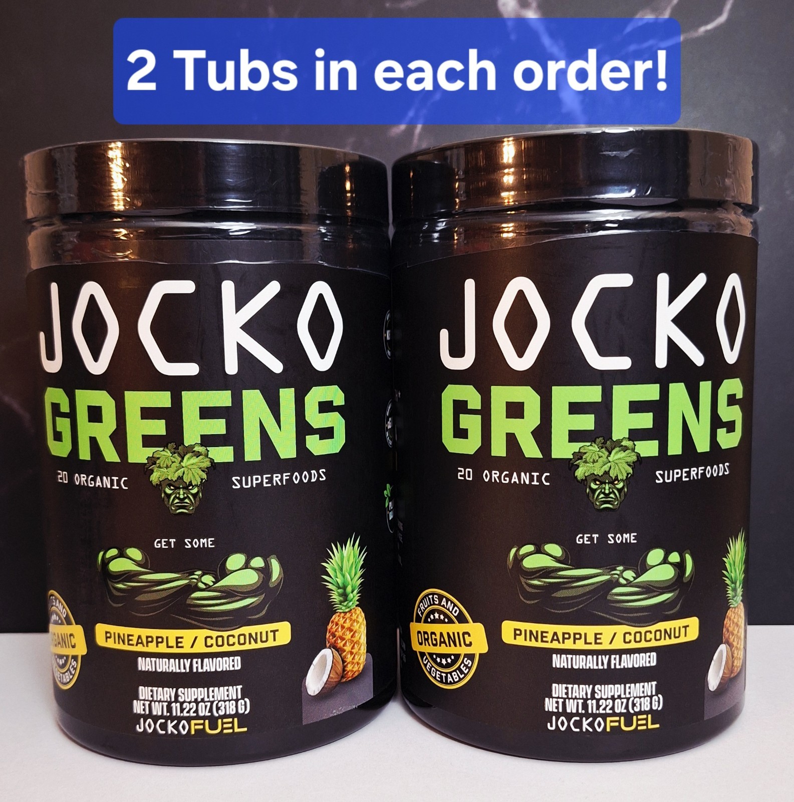 2 Jocko Fuel Greens, Pineapple Coconut🥥🍍 Organic Superfood, 30 Serv, 02/2027✨️