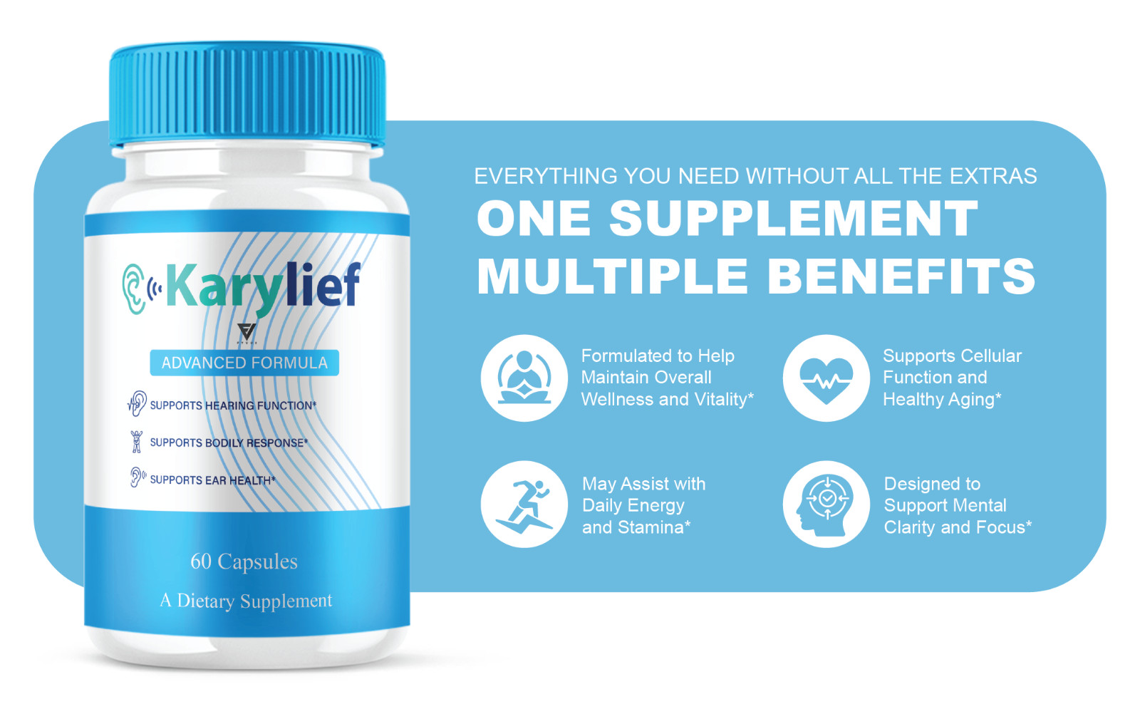 (3 Pack) Karylief Tinnitus Capsules, Kary lief Ear Health Support (180 Capsules)