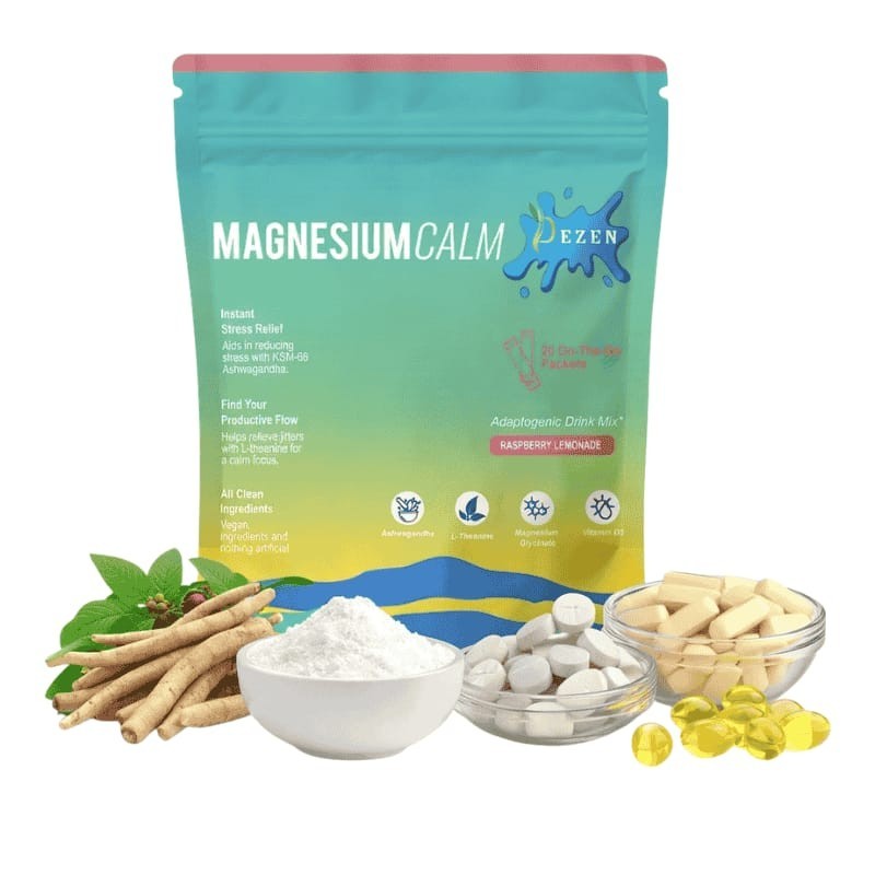 DEZEN Super Calm Magnesium Powder Drink Mix Raspberry Lemonade Flavor