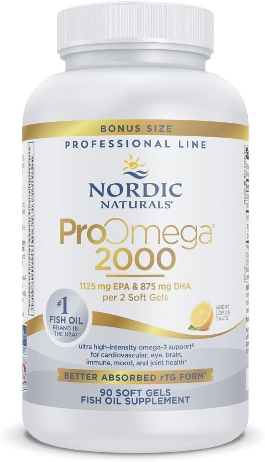 Nordic Naturals ProOmega 2000 Lemon 2150mg Fish Oil EPA DHA Heart Brain 90ct