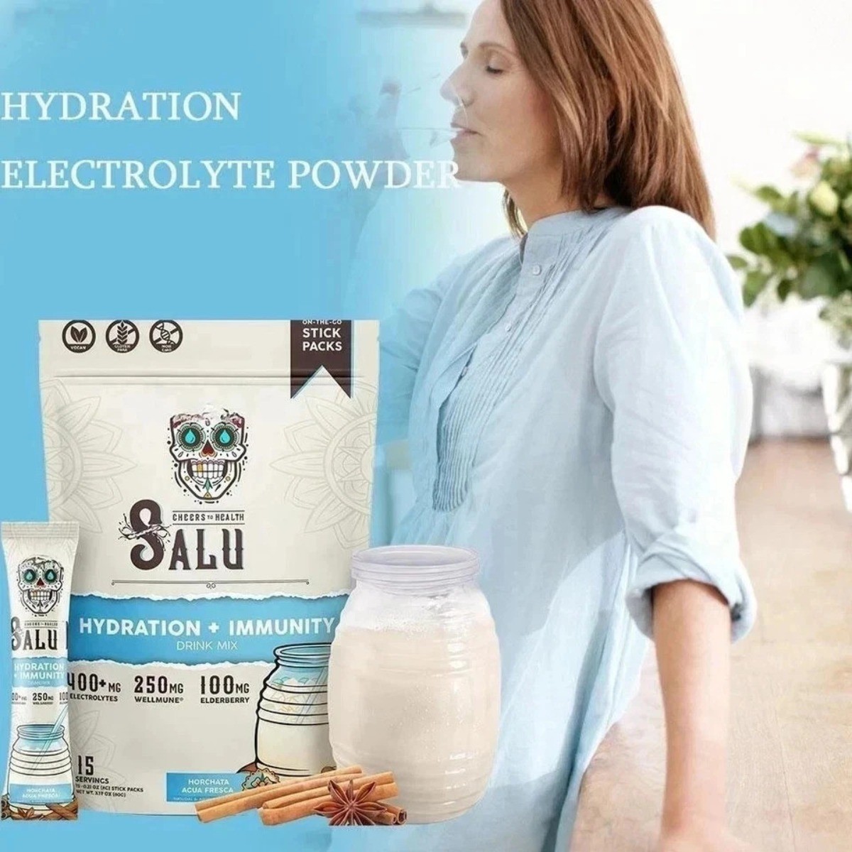 Salud 2-in-1 Hydration & Immunity Electrolyte Powder. Vegan