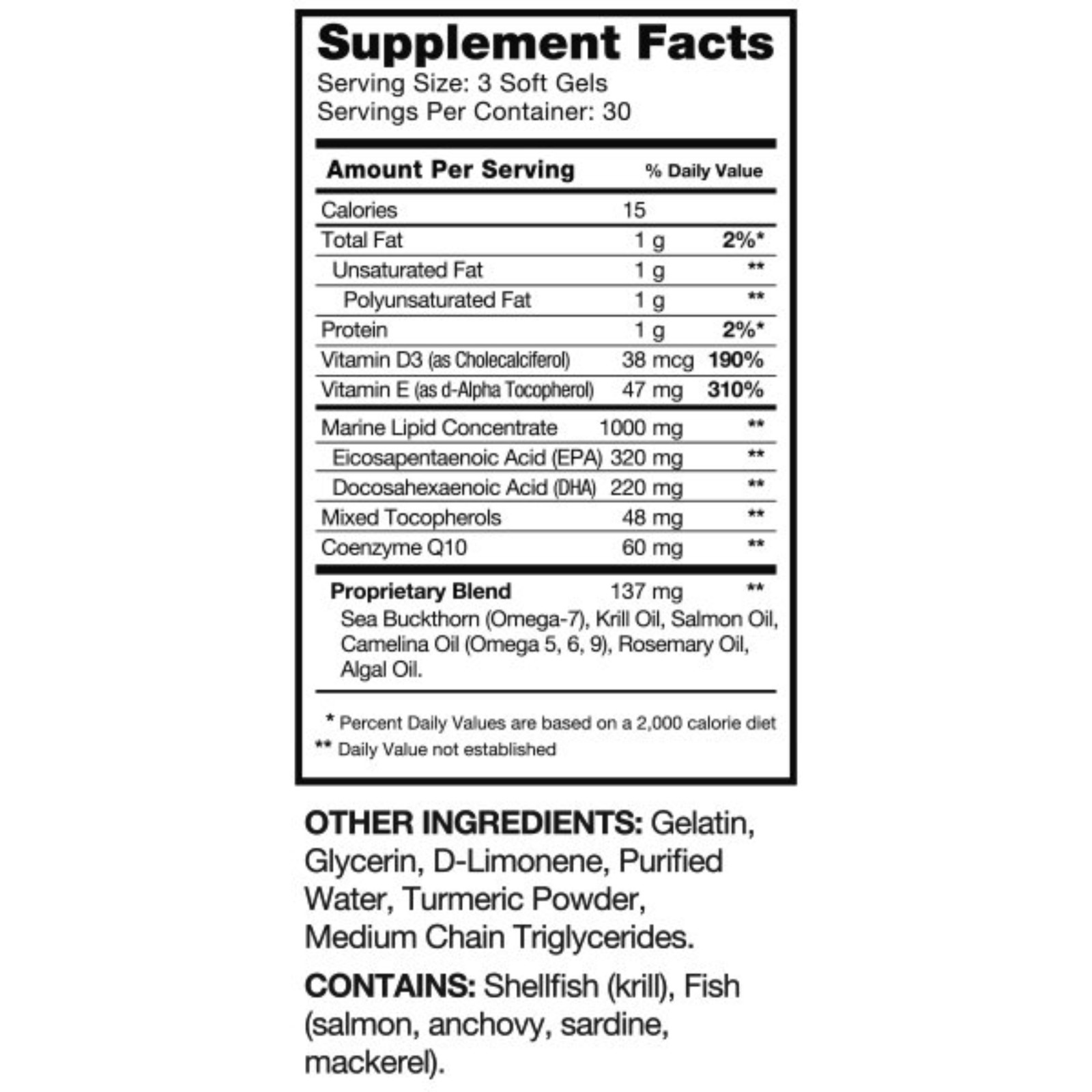 Sisel SupraOmega Plus CoQ10 Omega 3 6 7 9 Heart & Brain Health 90 Softgels – NEW