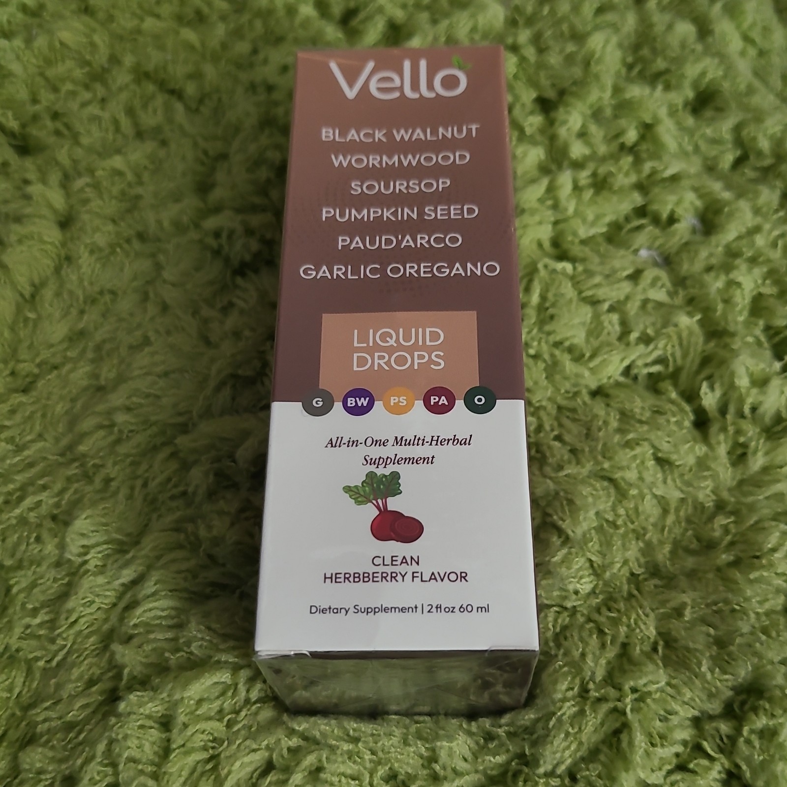 Vello Herbberry Liquid Drops Dietary Supplement, Walnut Wormwood, 2 fl oz