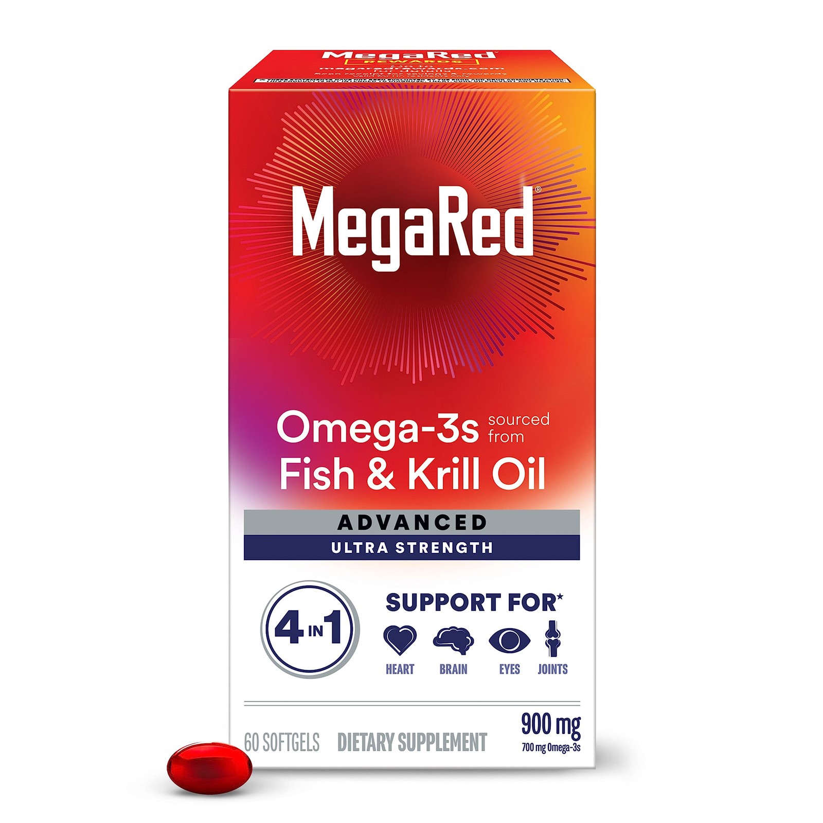 Megared Omega-3 Fish Krill Oil Supplement 900Mg – Megared Advanced 4In1 60