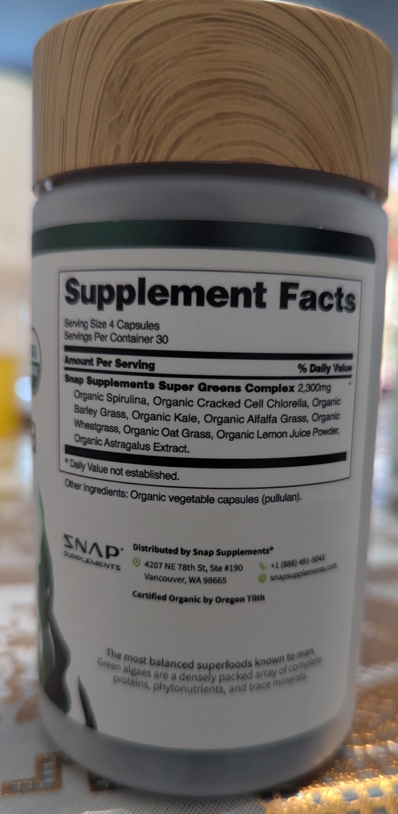 SNAP Supplements Spirulina & Chlorella Greens 120 Vegan Caps Exp 11/2028