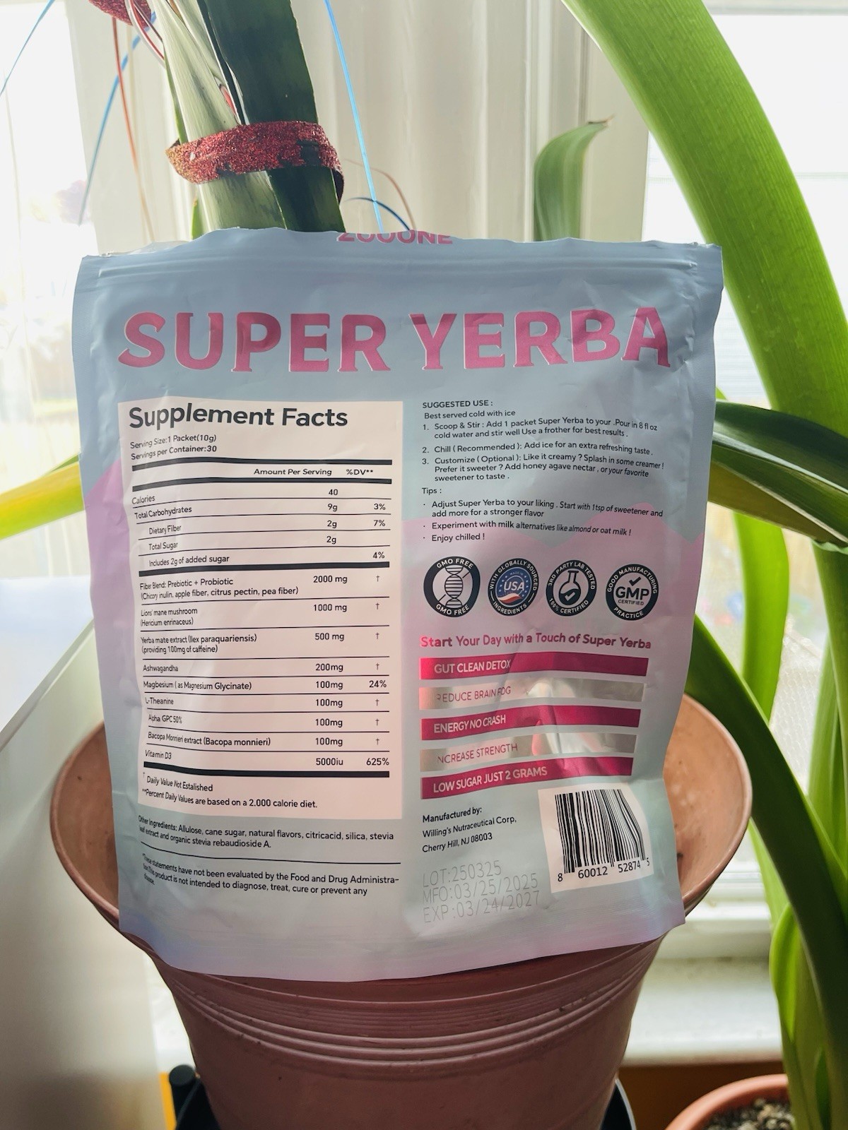 ZOOONE Yerba Mate Raspberry Lemonade Powder w/ Ashwagandha, D3, Magnesium, Detox