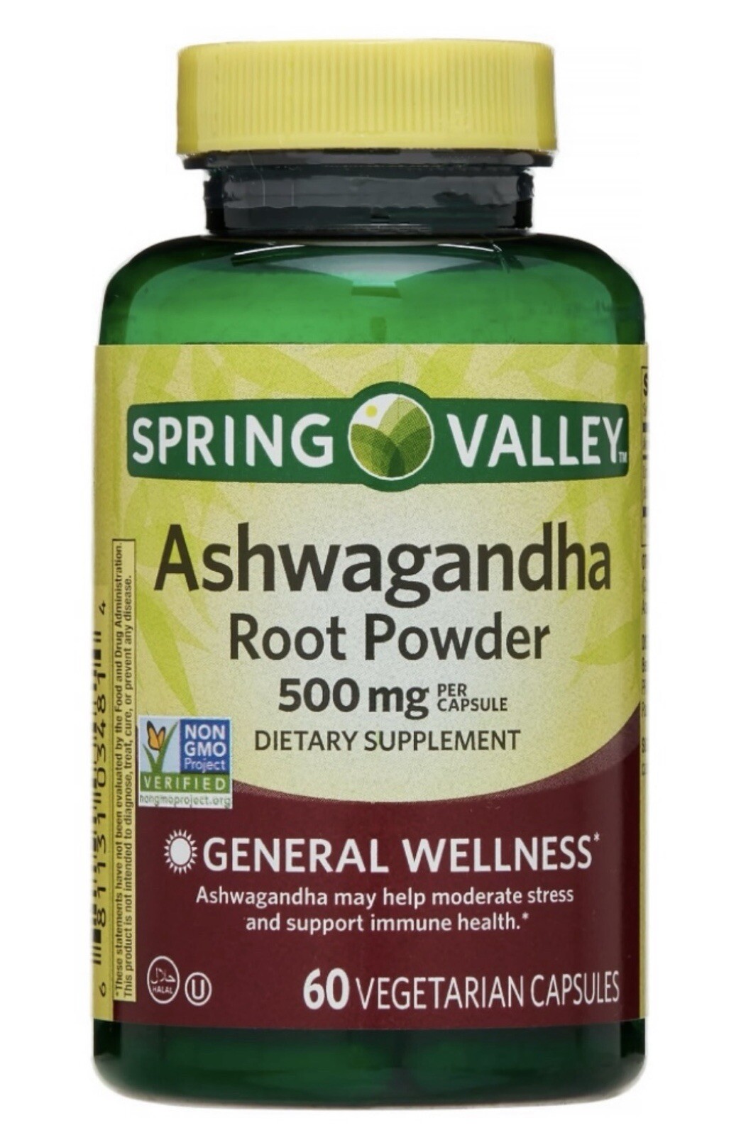 3X Spring Valley Ashwagandha Root Powder 500mg 60 Caps Plus 7 Day Pill Case