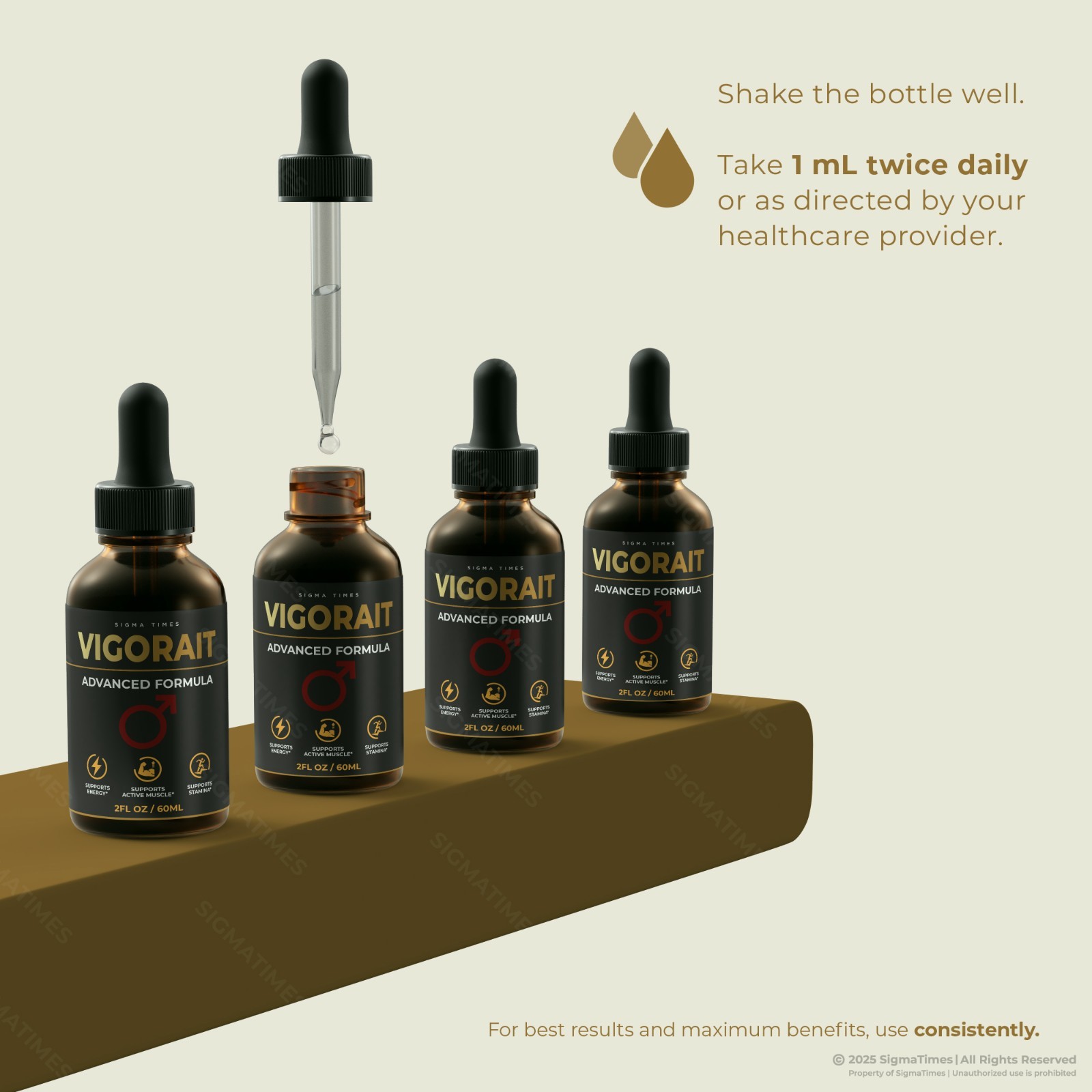 Vigorait Drops, Men’s Liquid Supplement for Energy & Male Vitality – 5 Pack