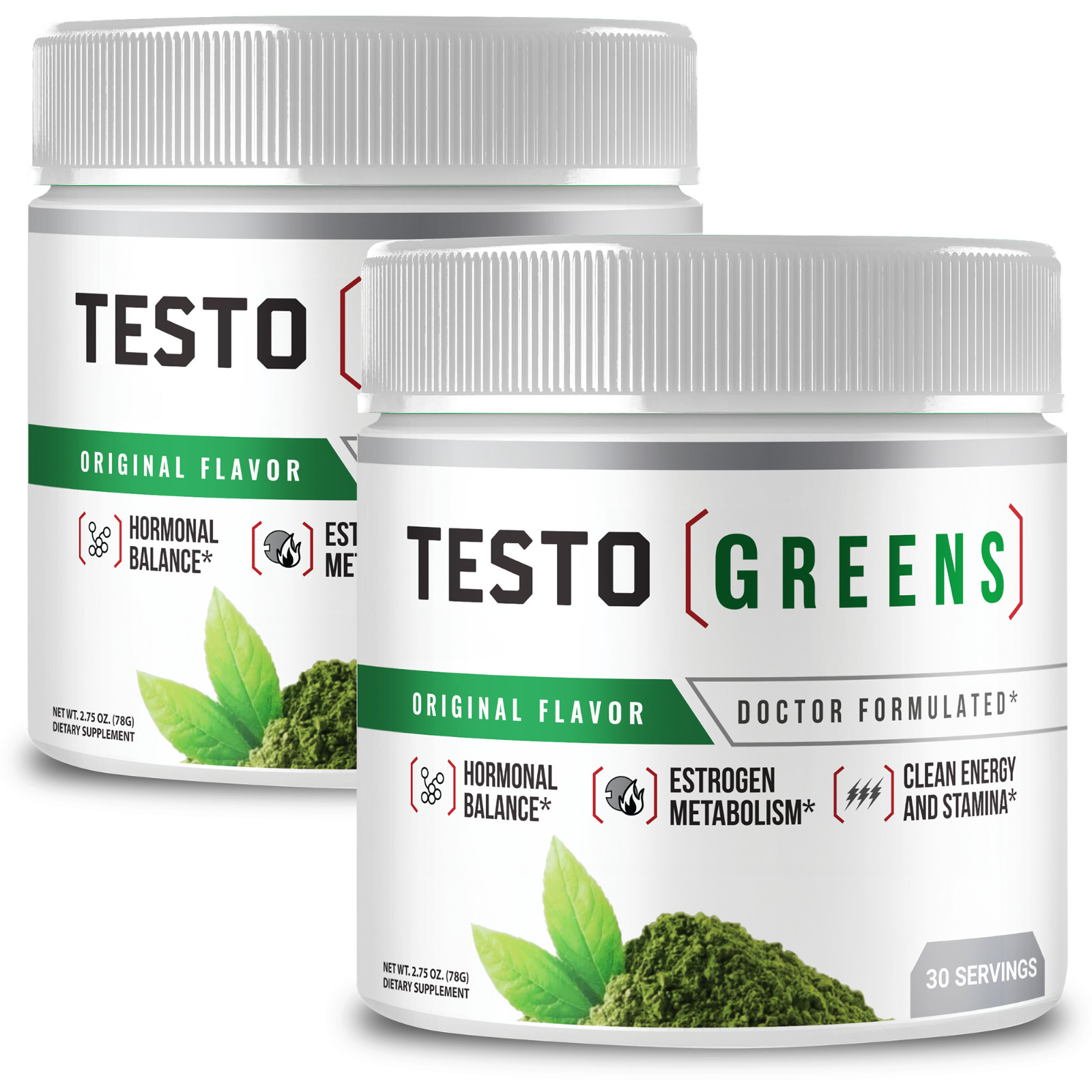 (2 Pack) TestoGreens Advanced Energy Support Supplement – Health Support Powder