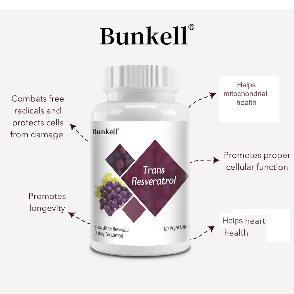 Trans-Resveratrol Capsules 120mg Anti-Aging Antioxidants, Brain Support