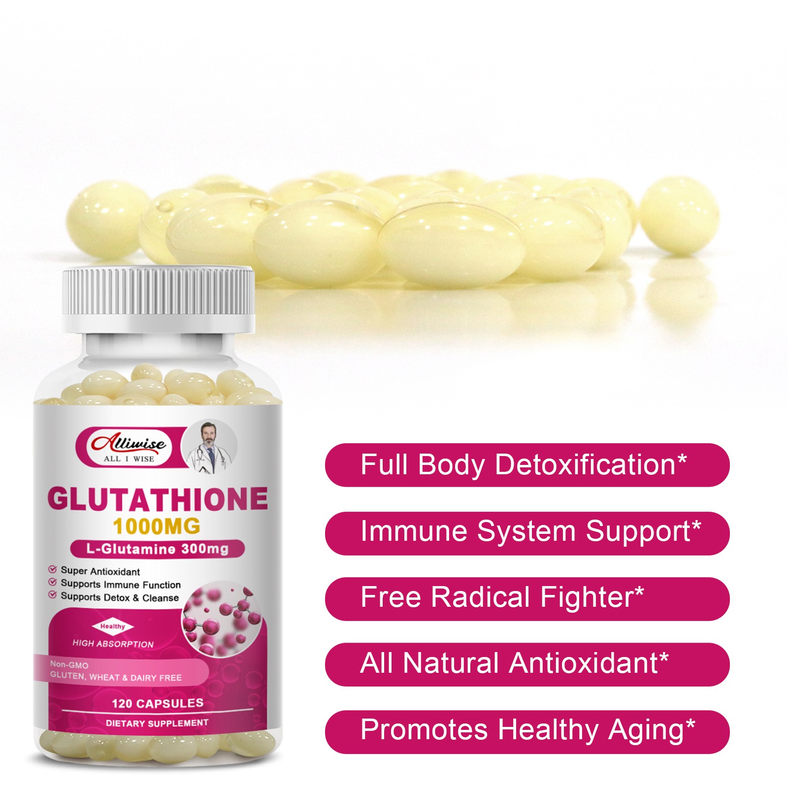Glutathione Collagen Vitamin C Capsules Antioxidant Anti‑aging Skin Brightening