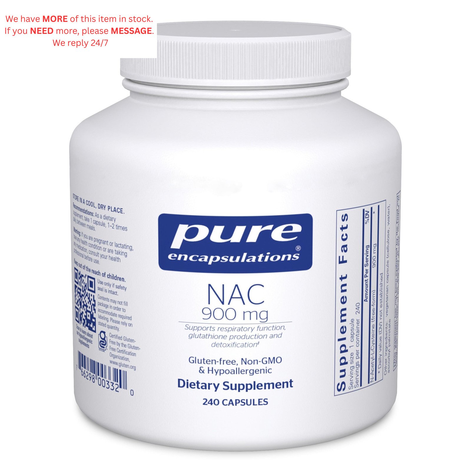 Pure Encapsulations NAC 900 mg – N-Acetyl Cysteine 240 Count (Pack of 1)