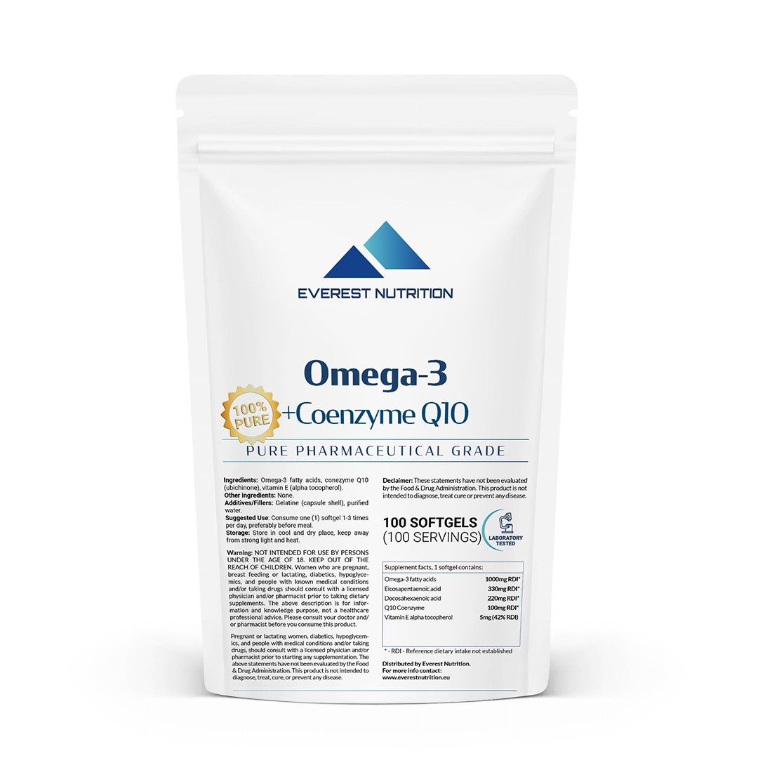 Omega-3 Softgels 1000 mg 330 mg EPA 220mg DHA + Q10 Coenzyme 100 mg