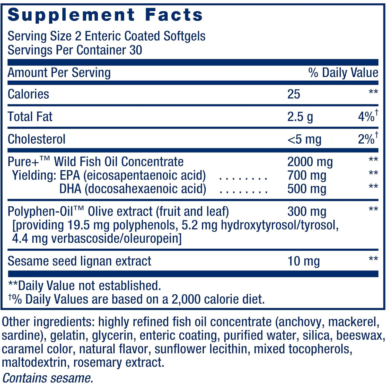 Life Extension Super Omega-3, Enteric Coated 4 Sensitive Stomachs,60Softgels