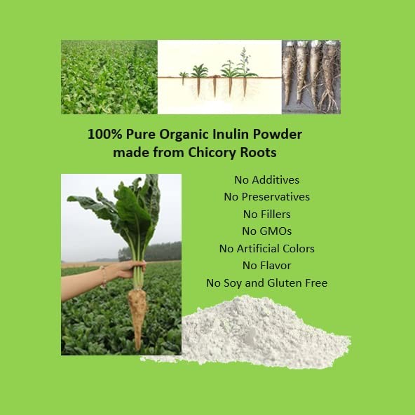 Inulin Powder Organic Chicory Root (FOS), Soluble Inulin Fiber prebiotic