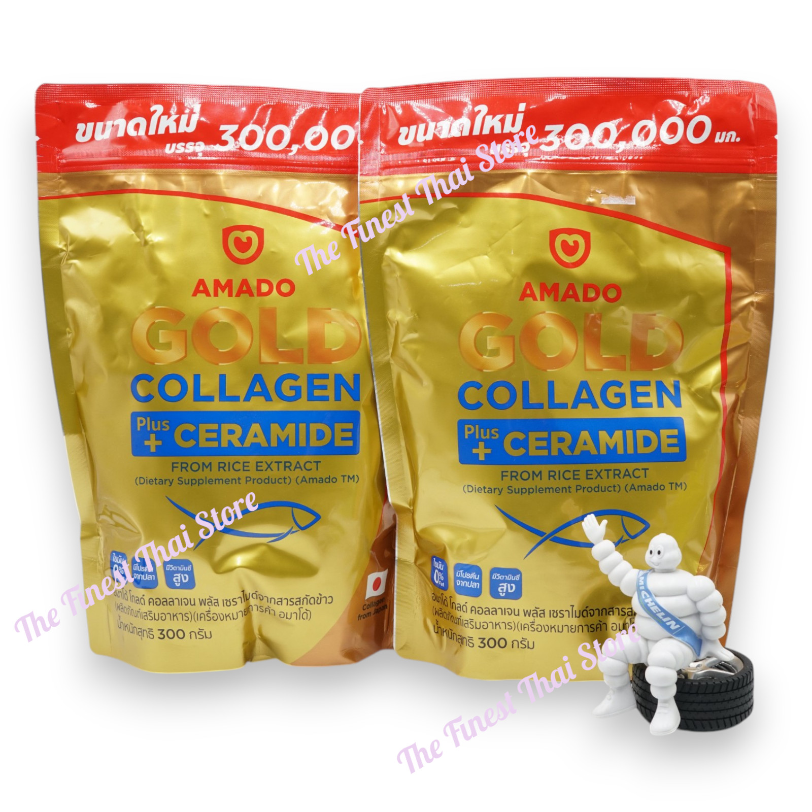 Amado Gold Collagen Plus Ceramide from Rice Extract 300000mg Collagen 300g pack2