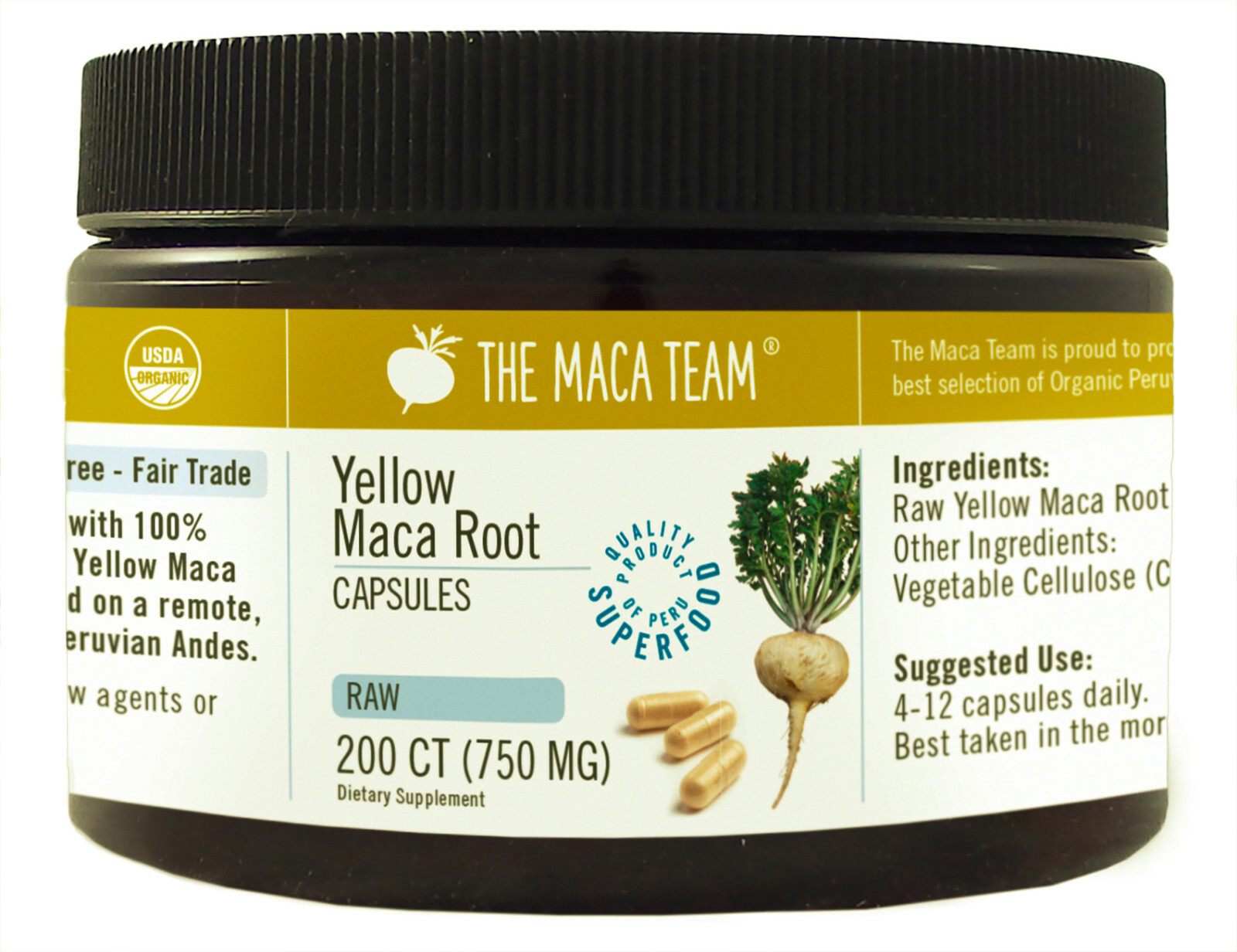 Raw Organic Peruvian Maca Root Capsules – Fresh Harvest, GMO-Free, Fair Trade