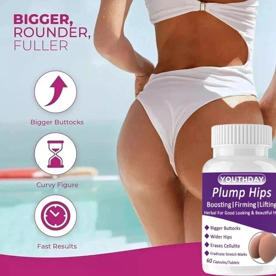 BOOTY, HIPS & LEGS GROWTH – Maca Root for Women – Natural Curve Support 60 Pills