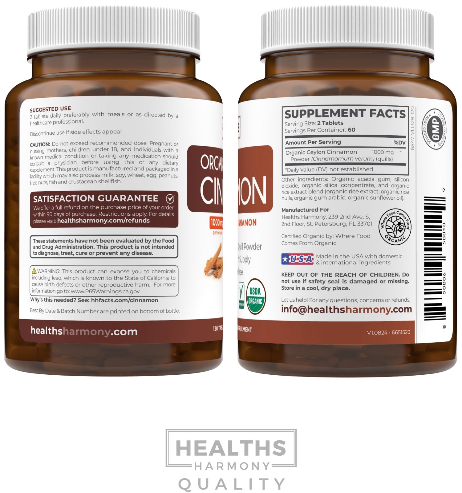 USDA Organic Ceylon Cinnamon Pills – High Potency 120 Count (Pack of 1)