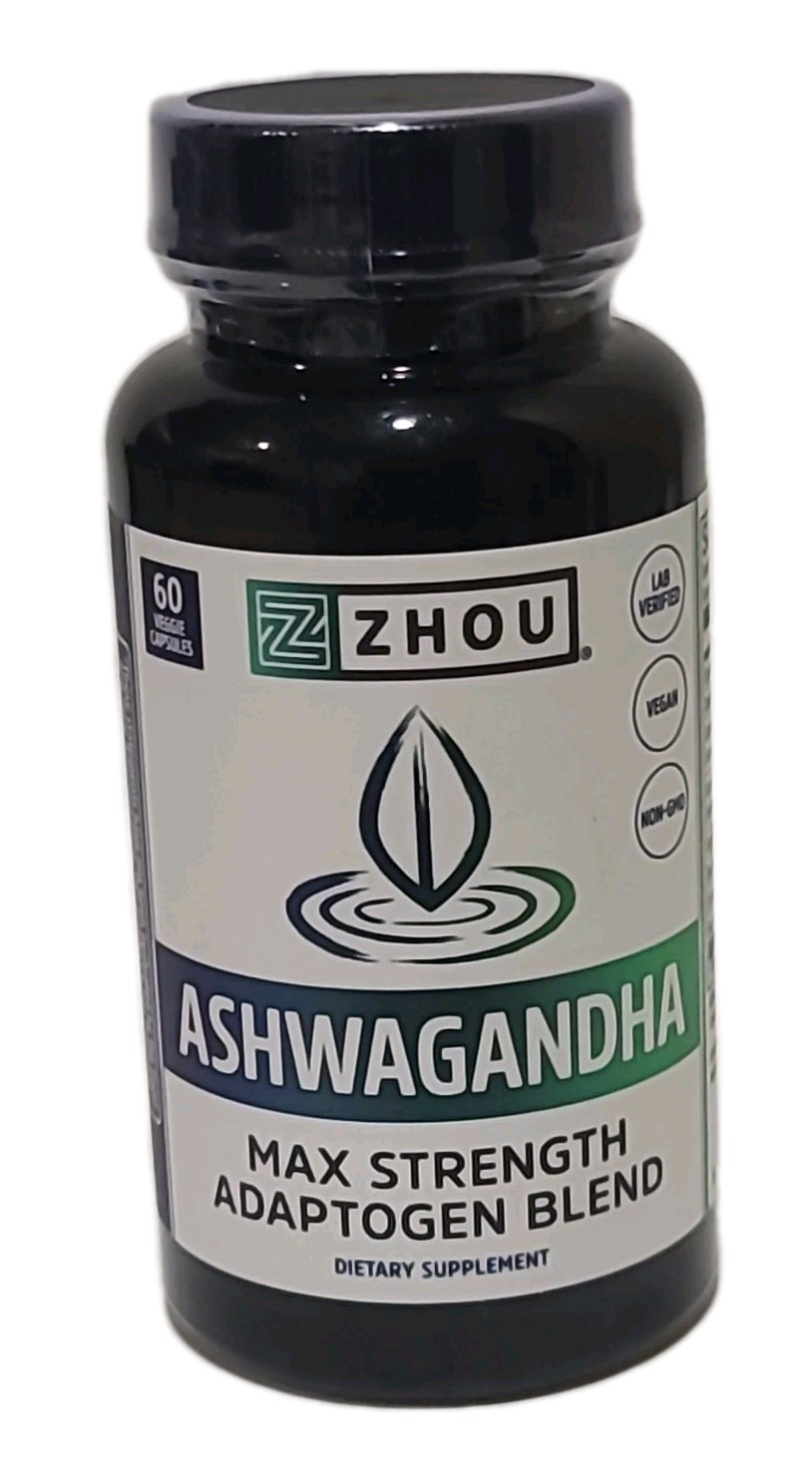 1 × ZHOU Nutrition ASHWAGANDHA • Max Strength Adaptogen Blend 60 CAPSULES• 01/27