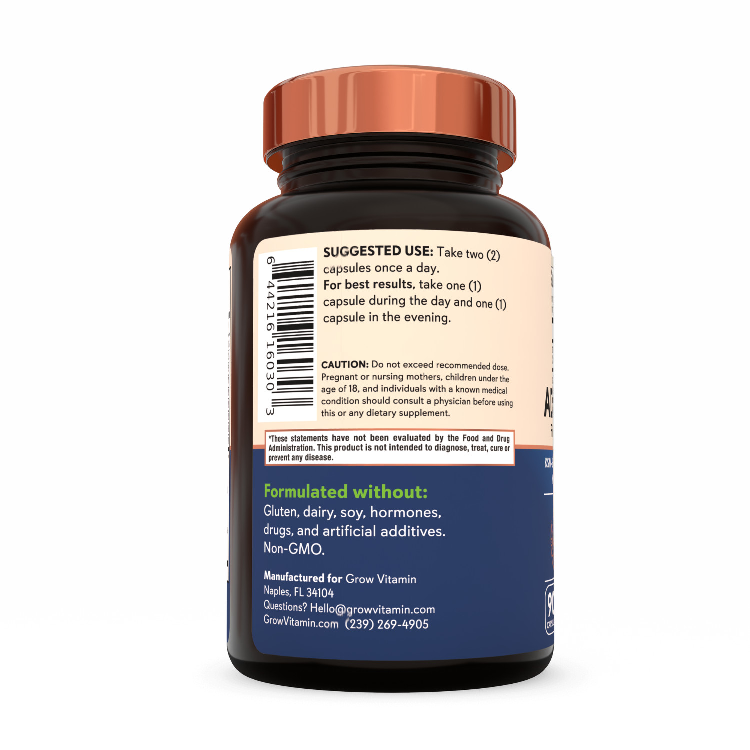 Grow Vitamin Super Adrenal Stress & Cortisol Support Formula 90 Capsules