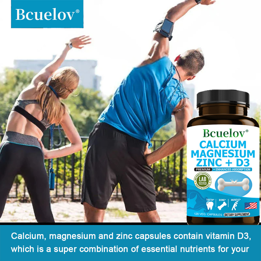 Magnesium, Zinc, Calcium Vitamin D3 Capsules for Bone, Teeth & Muscle Health